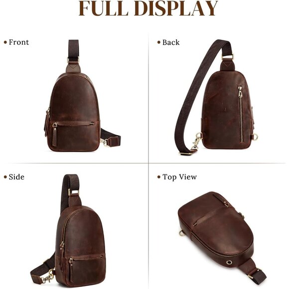 S-ZONE Leather Small Crossbody Sling Bags for Women & Men - Picture 7 of 8